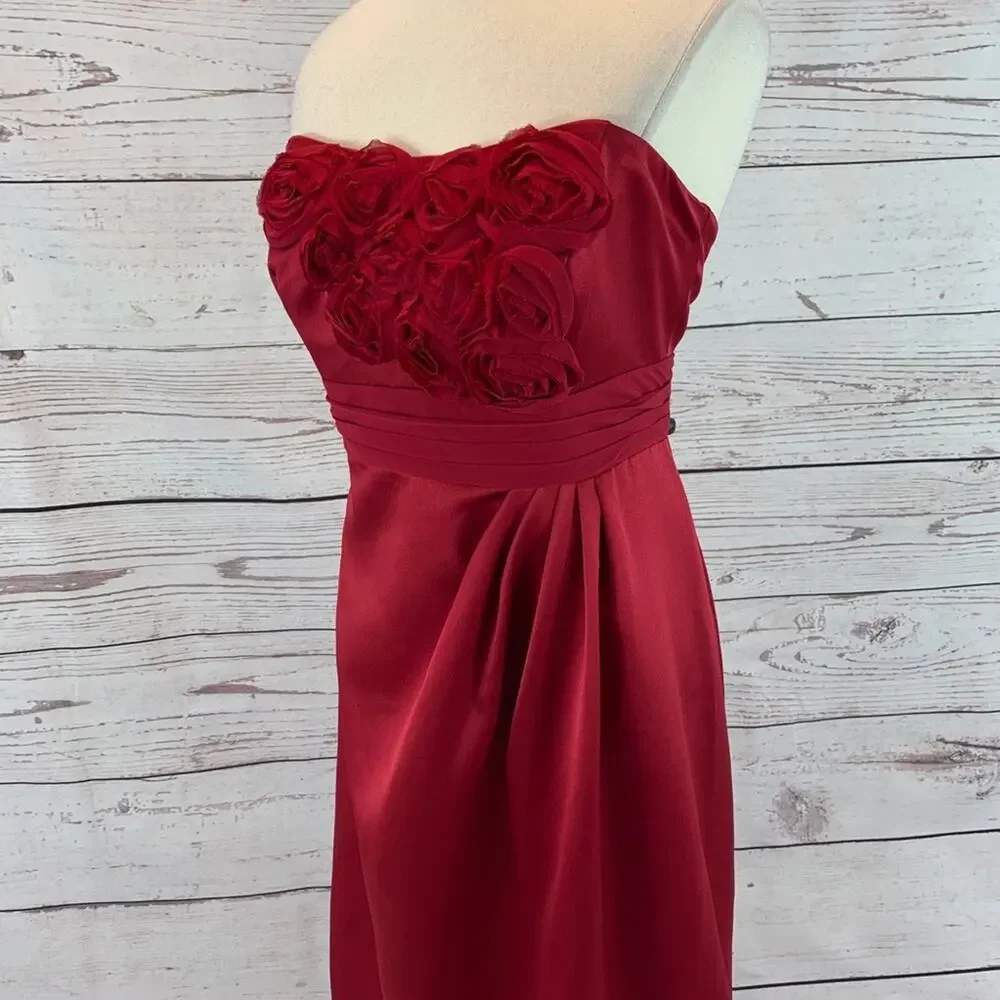 David’s Bridal red strapless gown flower top - Picture 3 of 6